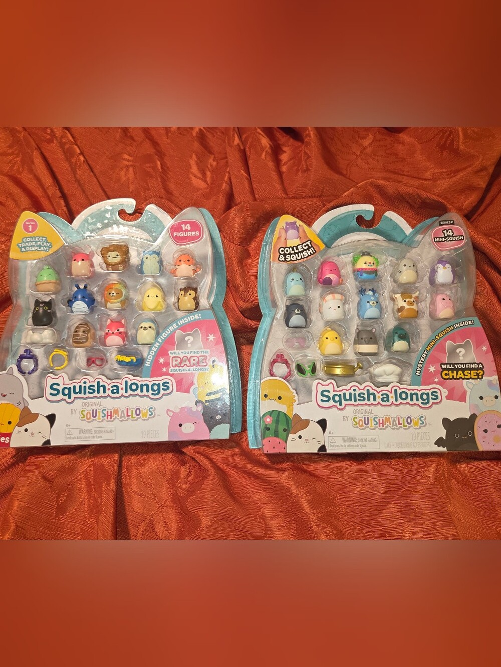(2) Squishmallows 14 Pc Minisquish Ring Set Squish-a-Longs Toys Kids Mystery